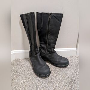 LL Bean Black Soft Leather Boots, Size 8